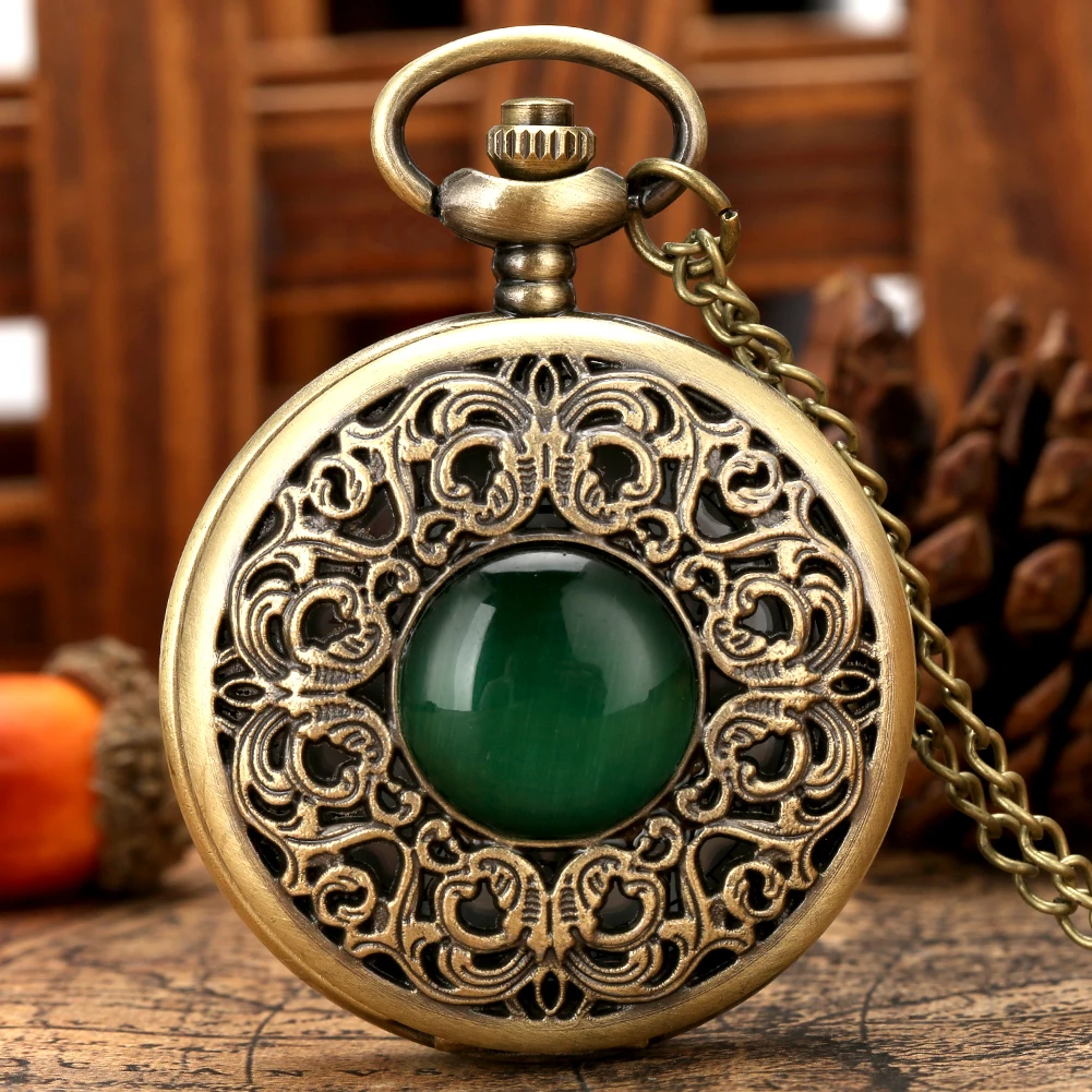 Orologio Da Tasca Retrò Bronzo Con Catena – Mezza Caccia – Stile Vintage Unisex
