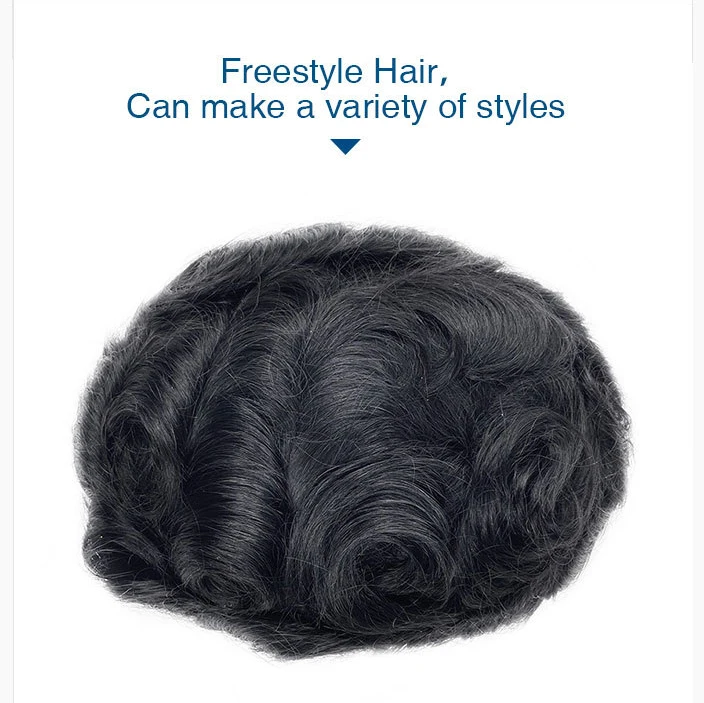 Gtsv Men Wigs Thin Skin Full Pu 0.040.06mm V Loop Hair Replacement