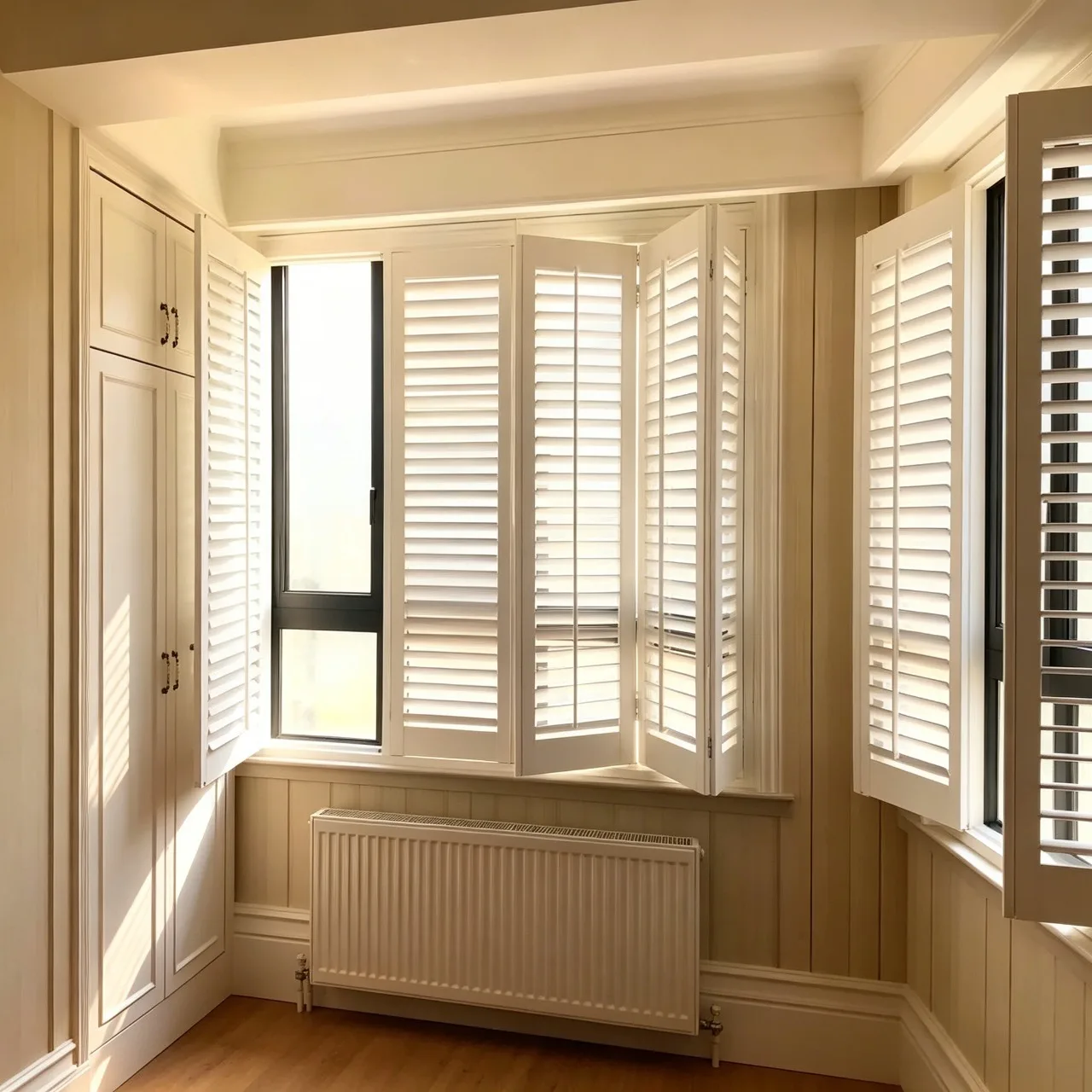 Wooden Plantation Shutter Interior Solid Wood Window Shutter for Home Decoration