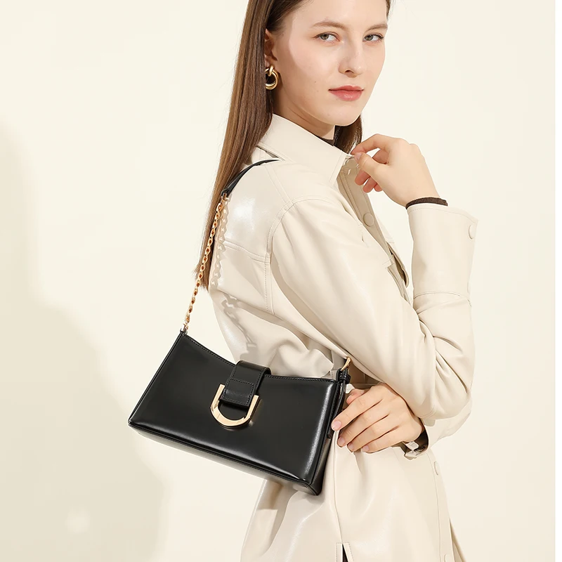 Custom Color Drop Shipping Lady Leather Shoulder Messenger Saddle Bags Handbags Ladies Women Soft Hand Underarm Bags