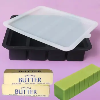 Non-stick and Flexible Rectangle Multi Use Food grade custom butter silicone tray mold cake mold with Lid