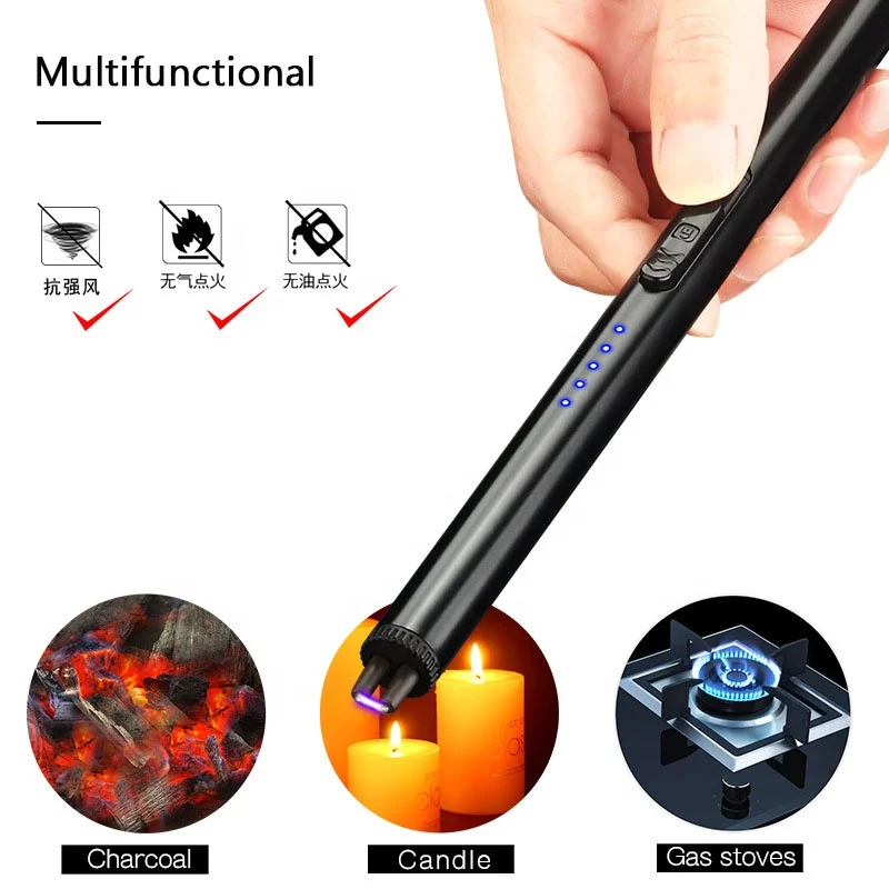 Электрическая дуговая Зажигалка USB с кнопкой для освещения свечей, печи, гриль, кемпинг, барбекю, кухня, фейерверк