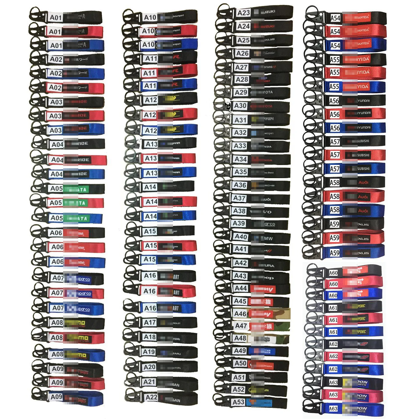 Car Accessories Keychain  Key Chains Customized Logo Metal Nylon Car Logo Keychain Key Ring Holder for All Car Brands