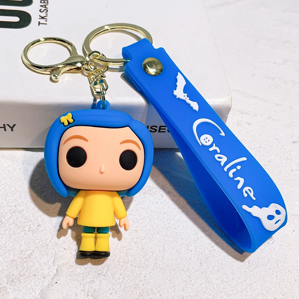 New Cartoon Anime Coraline & The Secret Door Pvc Rubber Keychain ...