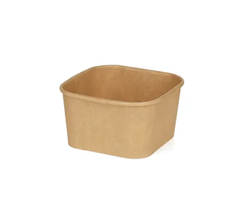 Disposable Square Paper Bowl  Square Paper Container Kraft Bowl Take Away Boxs