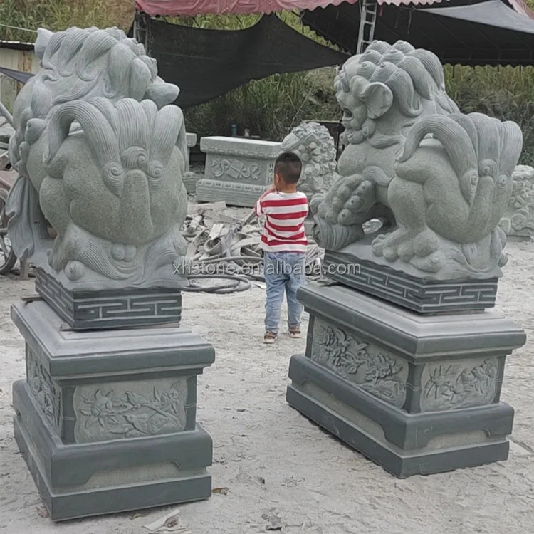 中国伝統石工芸吉祥獣彫刻天然緑御影石獅子彫刻福獅像販売中| Alibaba.com
