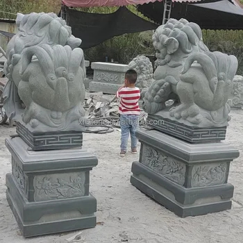 中国伝統石工芸吉祥獣彫刻天然緑御影石獅子彫刻福獅像販売中| Alibaba.com