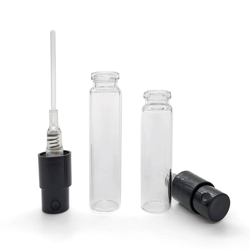 Custom Slim Attar Display 2ml 3ml 5ml 10ml Parfum Sample Atomizer Glass Perfume Bottle With Crimp Pump