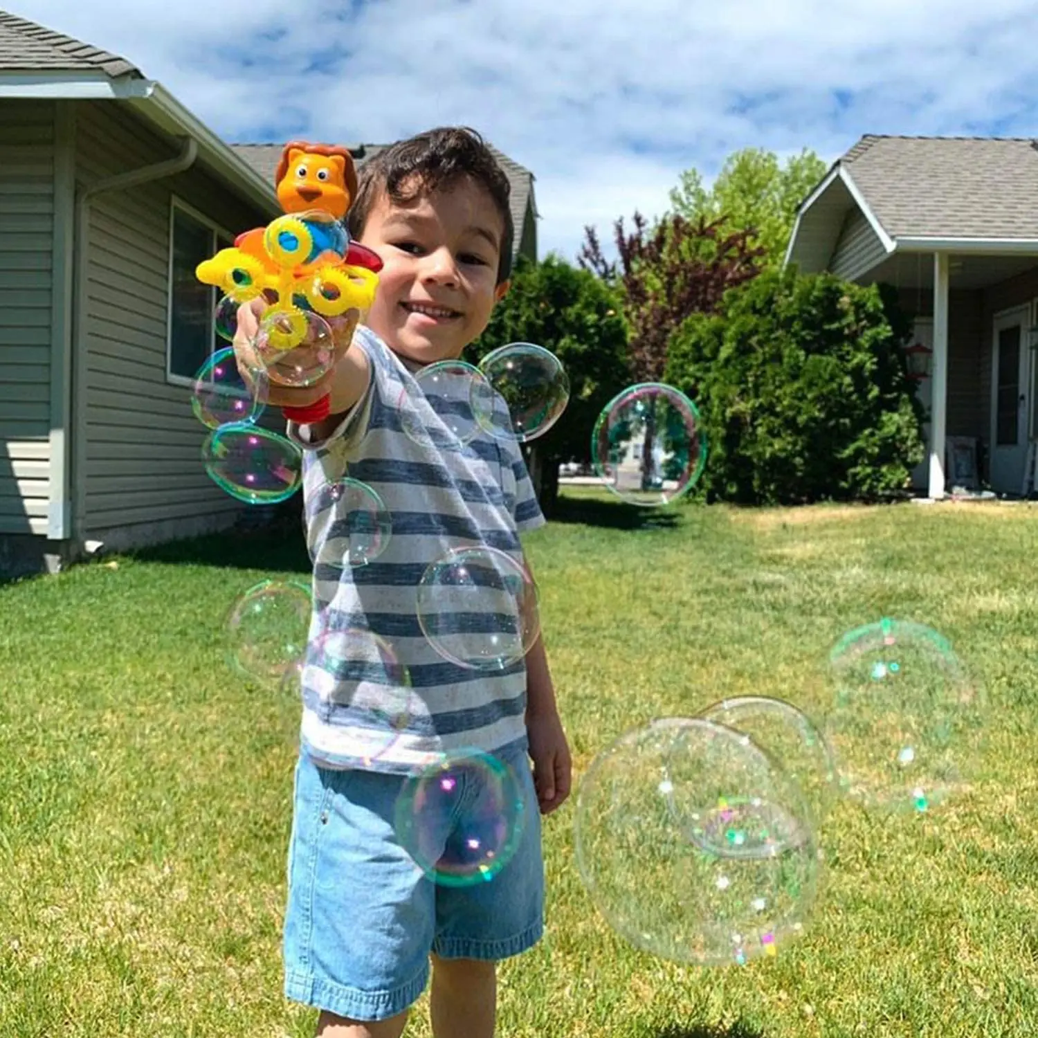 3 x Bubble Ray Gun Fun LED lights Bubble Machine Kids Outdoor Garden Toy 