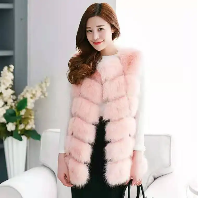 Pink faux fur vest womens Outlet