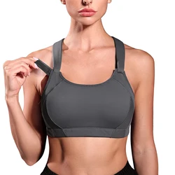 Custom Logo Women Racerback Stretchy Gym Clothing Full Coverage Bounce Control High Impact Yoga Sports Bra