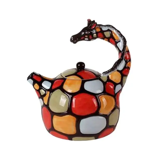 Teiera Giraffa In Ceramica Con 2 Tazze | Dipinta A Mano, 500 Ml | Per Tè, Caffè E Latte