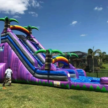 Commercial Pvc Palm Inflatable Water Slide With Ball Pit For Sale