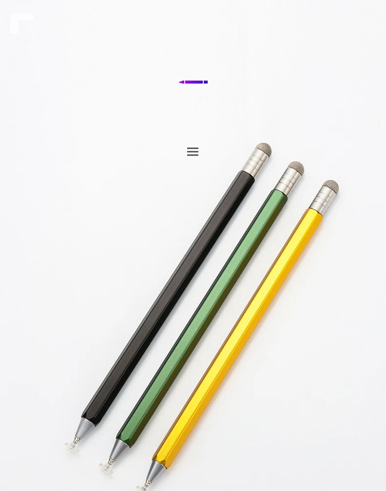 2 1 Custom Logo Metal Stylus Pen Rotatory Fabric Tip Disc Hexagonal Pencil Holder Touch Pen Disc Tip Customizable Stylus Pencil
