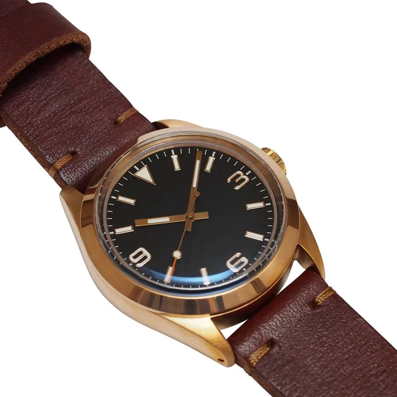 Bronze Watch case for Men with Domed Sapphire Crystal Japan Automatic Watches