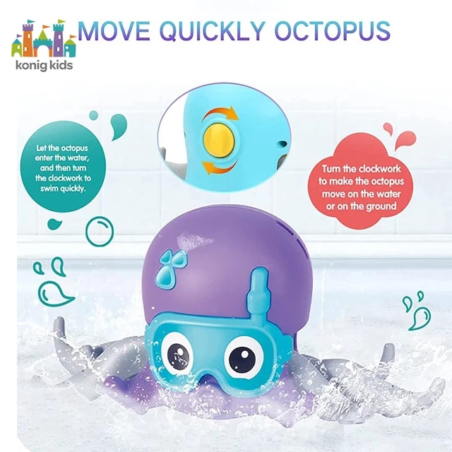Konig Kids New Arrivals Pull Wind Up Walking Bath Toy Animal Octopus Amphibious Toy Toddler Bath Toys