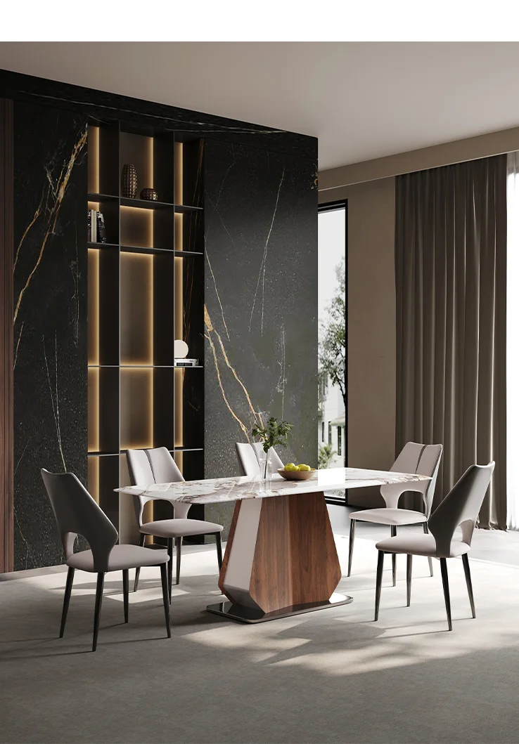 Italian Luxury Dining Table Sintered Stone Modern Design Wood Legs ...