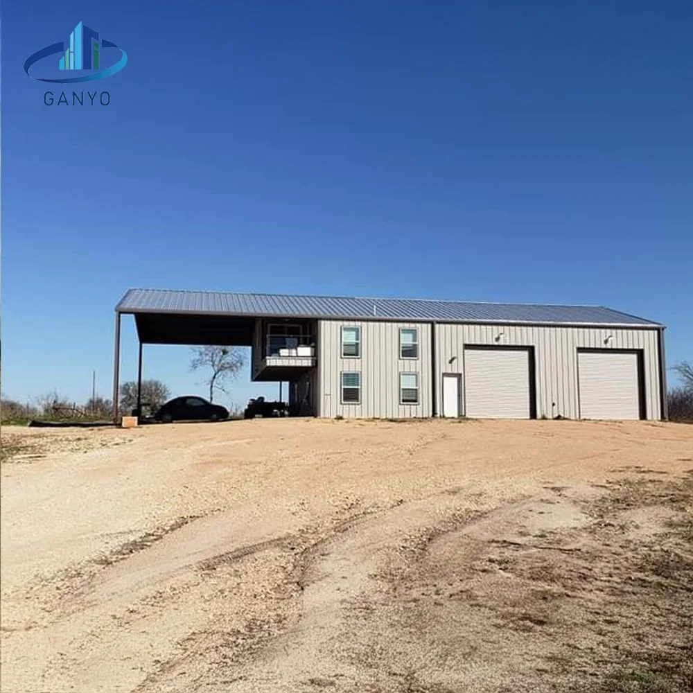Barndominium Style Metal Building With Warehouse, Office Space, and Porch | Foshan Ganyo Steel Structure