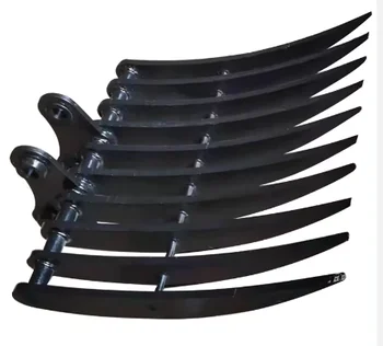 Mini Excavator Attachment Rake Fit QH12 1Ton 1.2Ton 1.5Ton 1.8Ton Excavator Rake for Sale