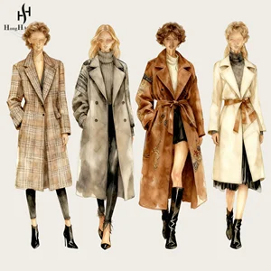 Custom Factory Autumn/Winter OEM ODM Logo High Quality Design Private Label Women Casual Designer Double Breasted Wool Long Coat