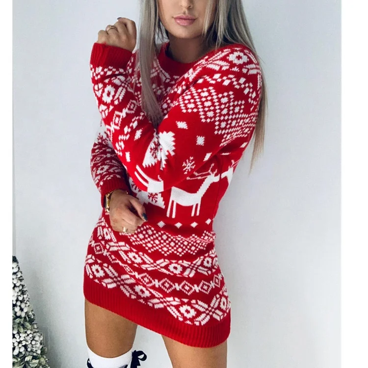 long christmas sweater dress