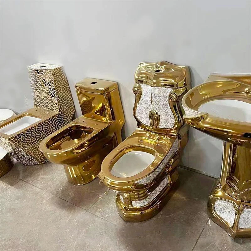 Toilette Western Commode Gold One Piece Wc Ceramic Sanitary Ware Floor Mounted Floor Toilet Bowl