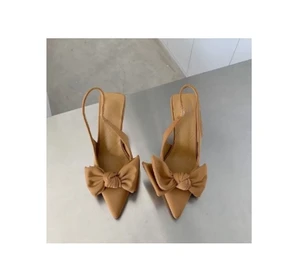 Summer New Fashion Pointy Toe Toe Set Foot Bow High Heel Sandals Slim Heels Women's Shoes