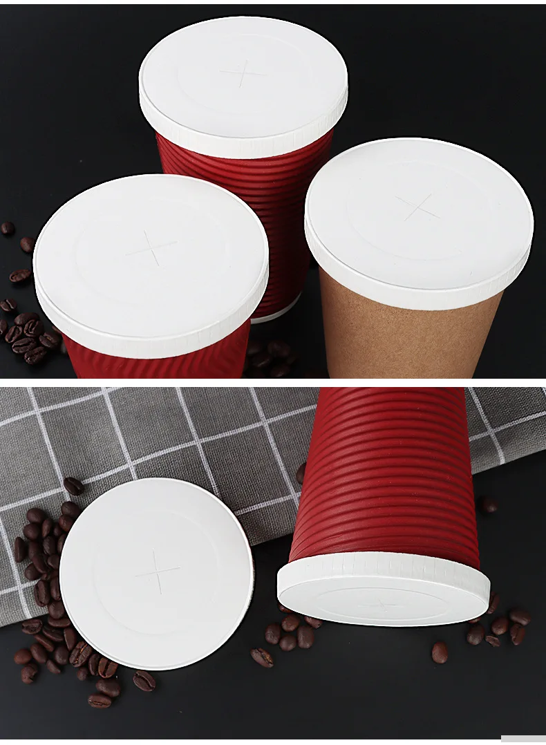 Disposable PS plastic paper cup Lids tea coffee hot drink switch flip cover leak-proof 75/80/90 caliber flat Lids details