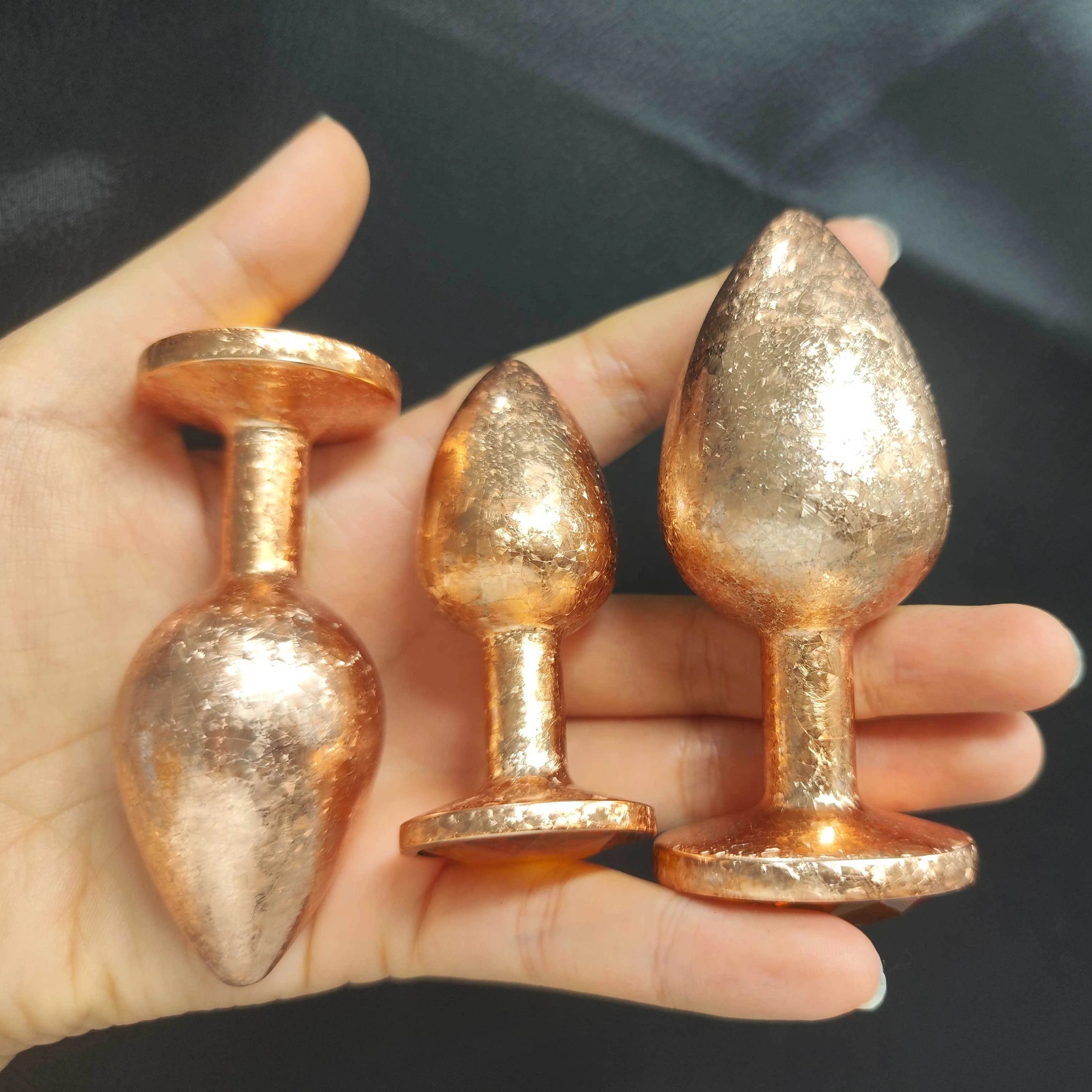 SML 3-Pieces Set Luxury Jewelry Design Anal Dilation Trainer Kit  Masturbation Sex Toy Gold Metal Anal Butt Plug for Women Mens