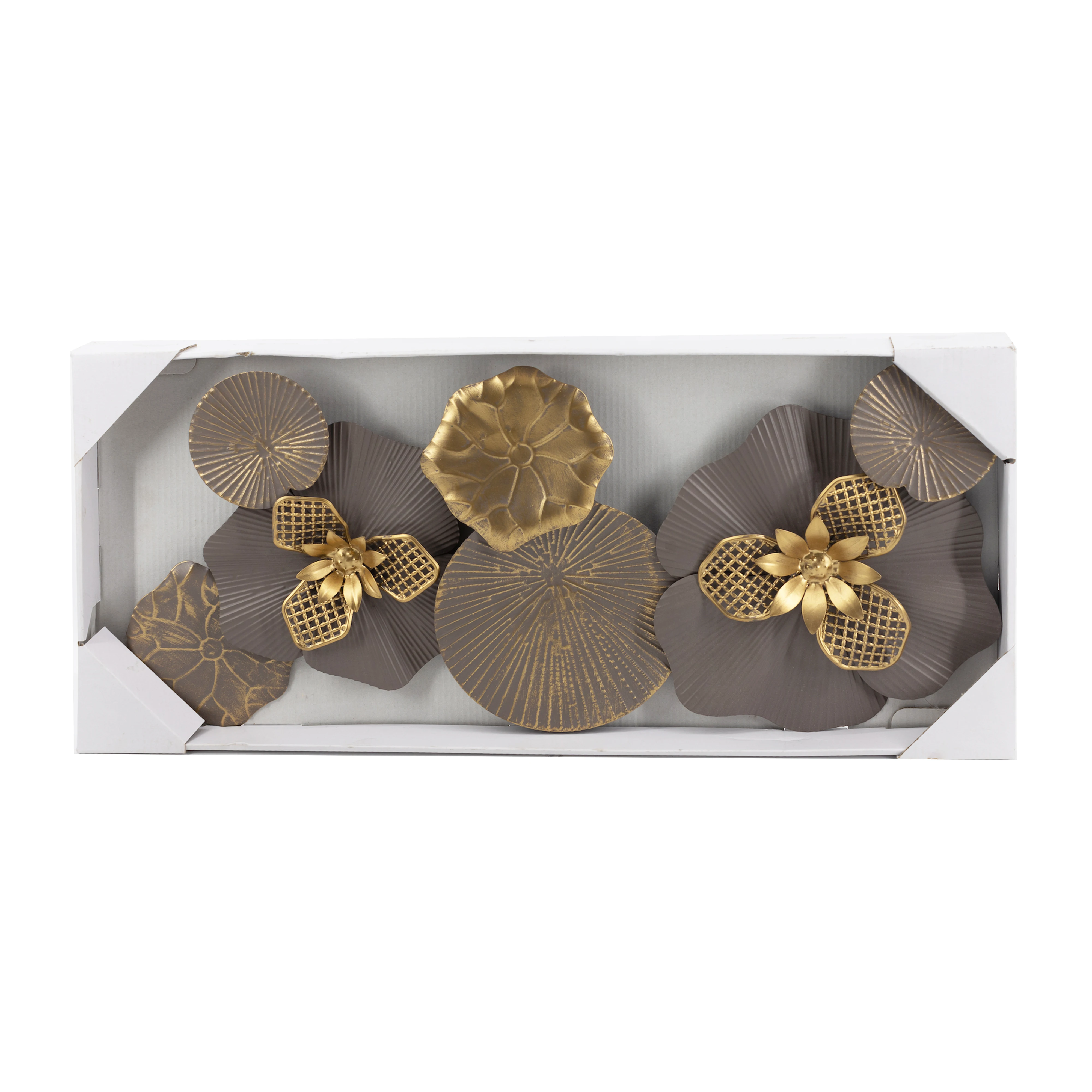 Home Studio Decor Accessories CHINESE Art Products Metal Flower Floral Metal Wall Art Gold