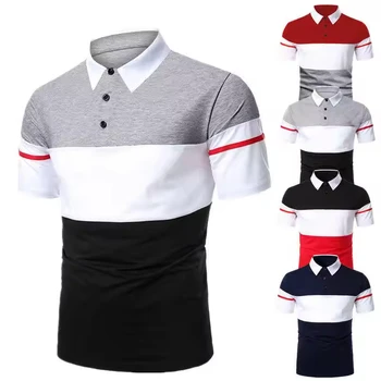 2024Manufacturers wholesale men's color match business leisure polo shirt size of men's Patchwork golf T-shirt