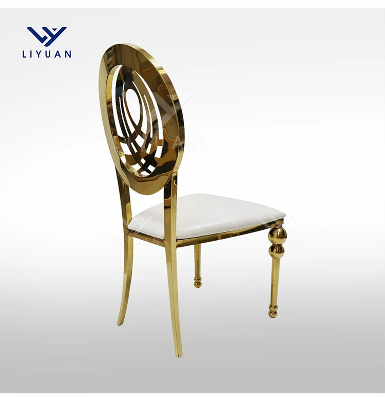 Liyuan Hotel Restaurant Gold Metal Stackable Dining Chairs Stainless ...