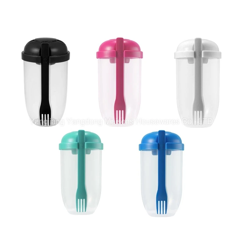 Maisons Salad Dressing Shaker Container With Fork Plastic Salad Fruit