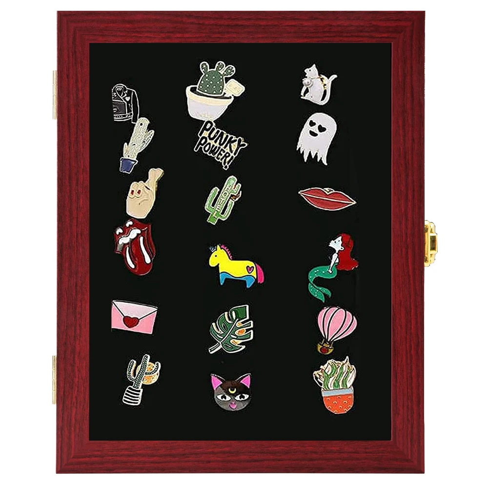 Threehoney 3-Set Wood & Acrylic Pin Display Case With Easels - 14x9.5", 11x8", 8x6", UV Protection