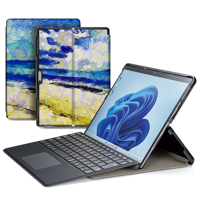 Ultra lightweight PU leather folio case with auto wake and sleep for Microsoft Surface Pro 8