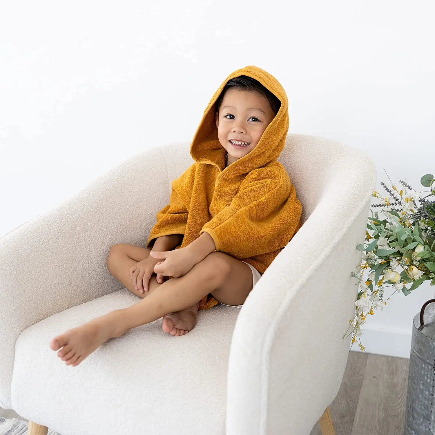 Wholesale Bathrobe Large Size Customized Color Kids Beach Towel Organic Cotton Kids Poncho Towel factory