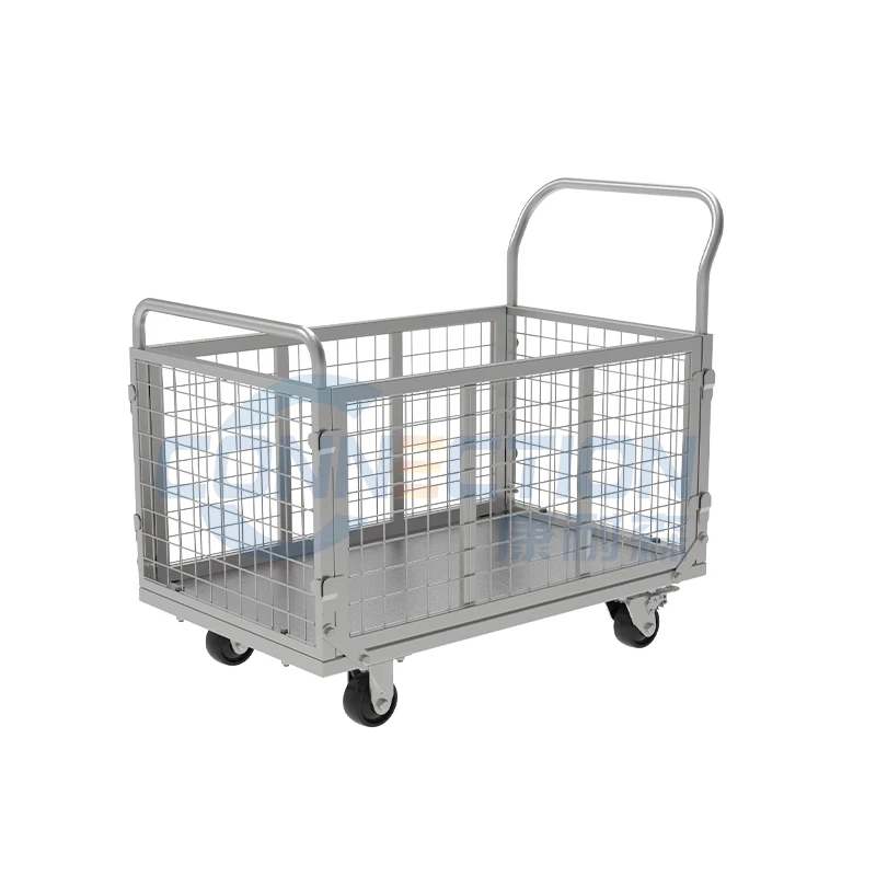 Collapsible Roll Container Push Carts Platform Trolley with Cages 4 in 1 Foldable Cage Cart Dolly Basketball Carts