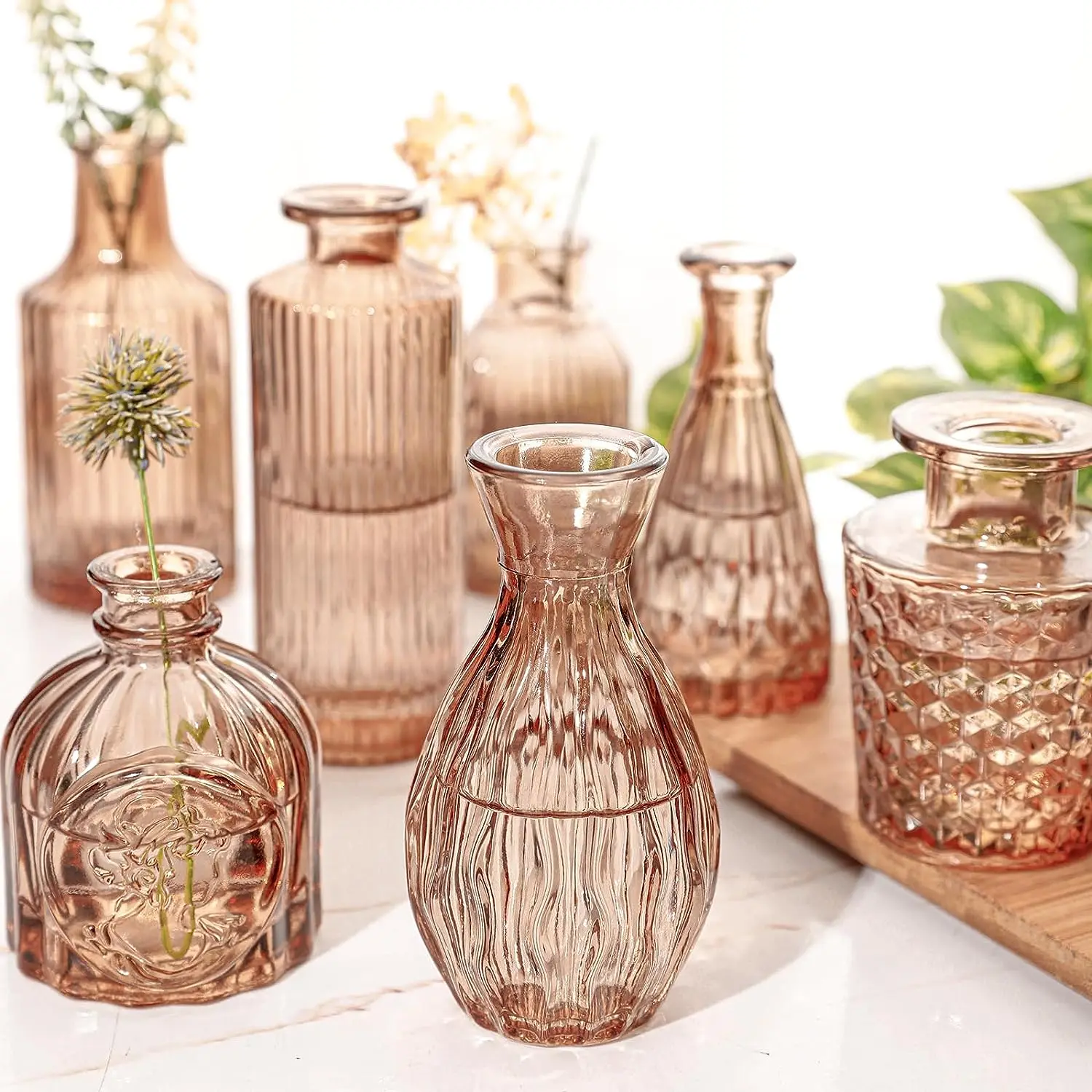 Amber Glass Vases For Centerpieces/glass Single Bud Vase/creative