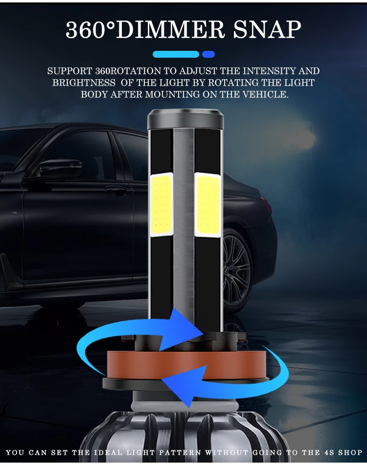 Pel Auto Led Lighting System 4sided Led Headlights H4 H1 H11 9005 9006