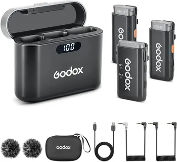 GODOX WEC Kit2 Dual Channel 2.4G Wireless Mic 200m(656ft.) Range Noise Wireless Lavalier Microphone