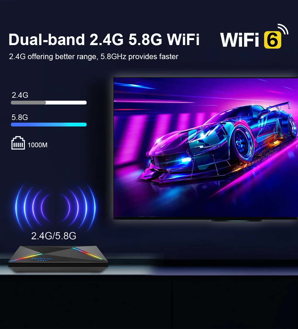 プログラミングAndroid 2025 Hot Allwinner H728 Chip Mortal T9 Smart TV Box Android 14