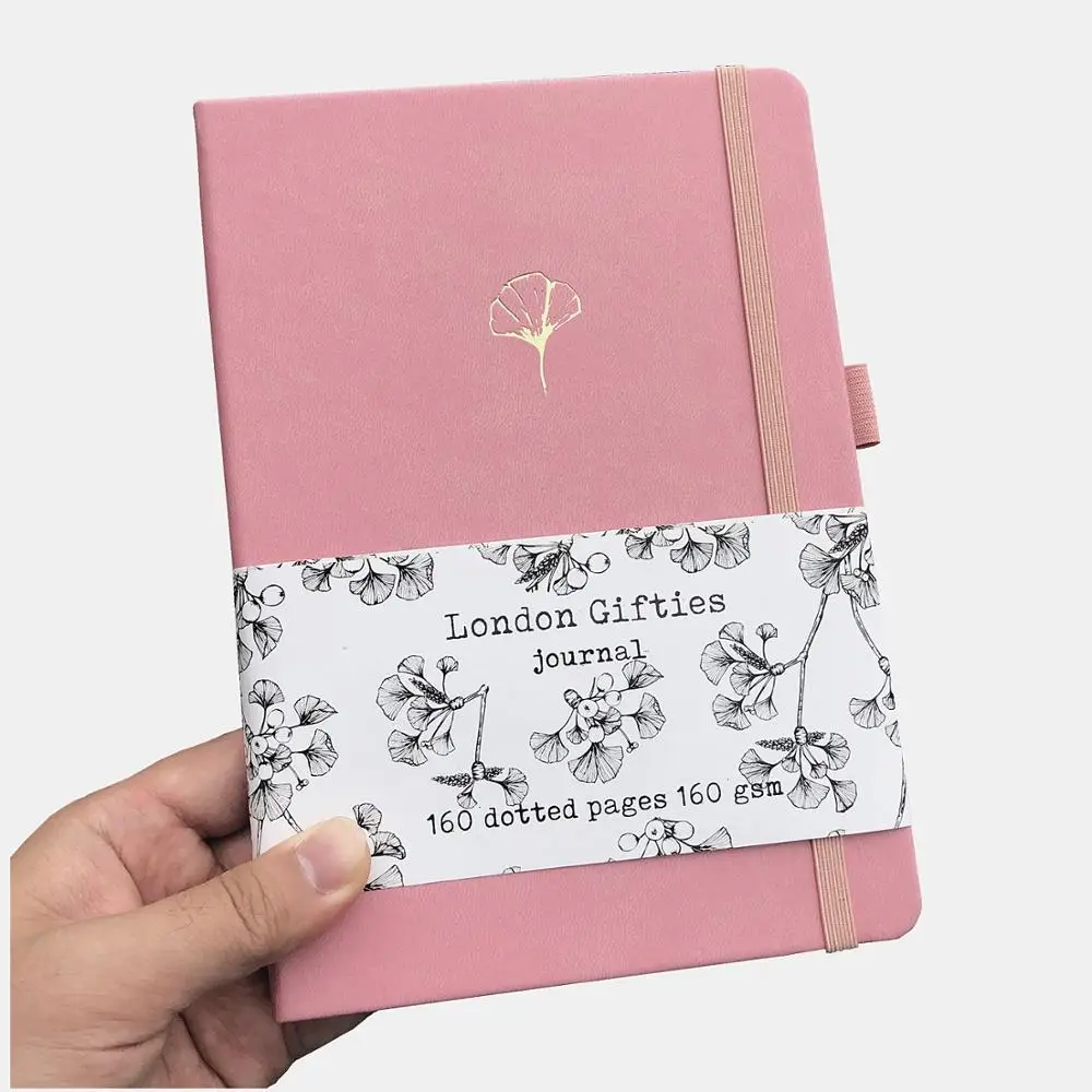A5 journals notebooks dotted 5X5 mm 160gsm thicken paper pink pu leather cover
