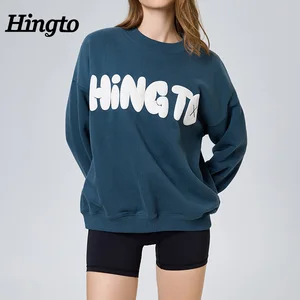 High Quality Manufacturer Ladies Oversized Hoodie OEM Custom Embossed Logo Pullover Casual Streetwear Women Crewneck Sweatshirt