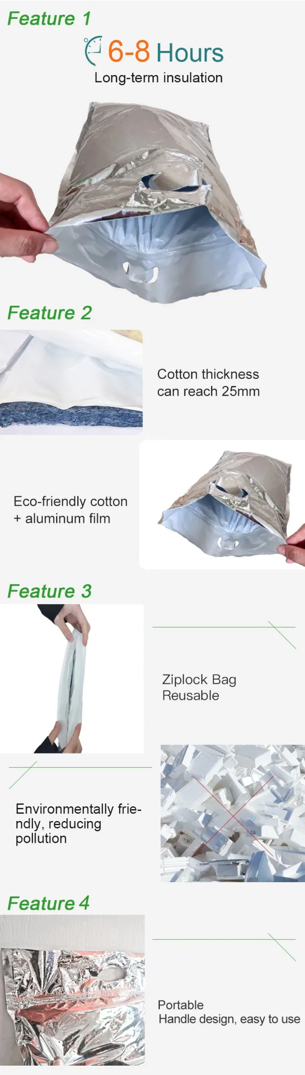 Sacs de refroidisseur isolés par glisser, sac de refroidisseur isolant thermique pour les aliments 3