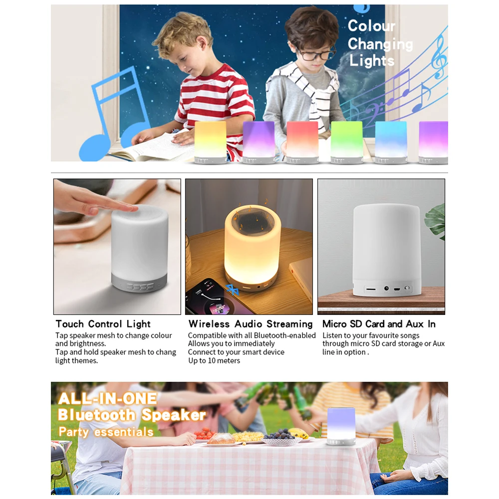 Wholesale Portable Bt Speaker Wireless Mini Player Touch Pat Light ...