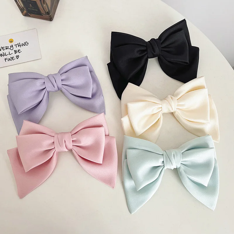 New Women Bow Hairpin Summer Chiffon Big Bowknot Stain Bow Barrettes ...