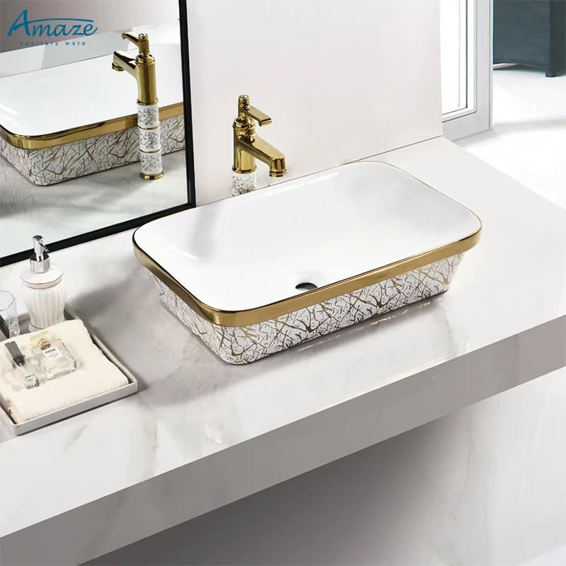 Modern luxury countertop art washbasin bathroom lavabo sink sanitary ware ceramic hand wash basin details