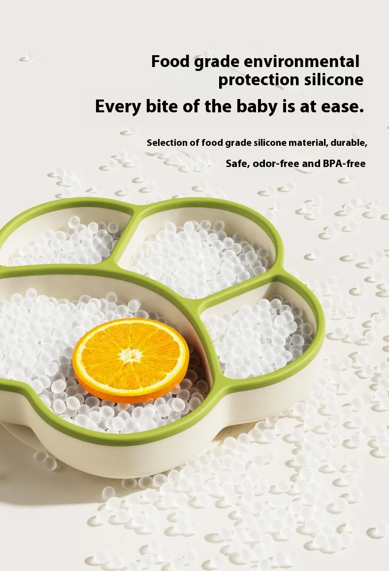 All-In-One Anti-Fall Silicone Divided Baby Dinner Plate with Suction Cup Newborn Applicable Children's Lunch Boxes factory
