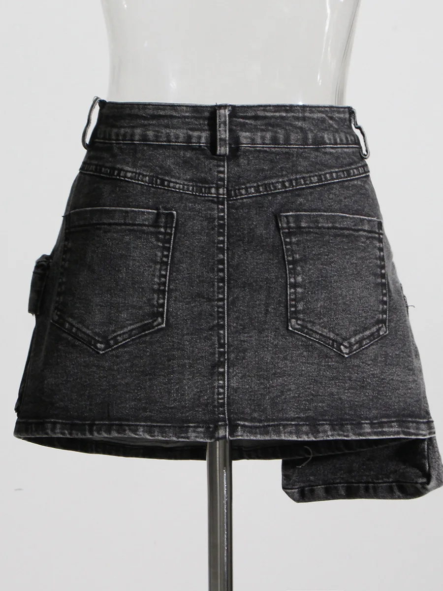 High Quality Women's Denim Jacket Outfits Stretch Cotton Crop Jacket Shorts Solid Knee Long Matching Two Piece Jeans Skirt Set