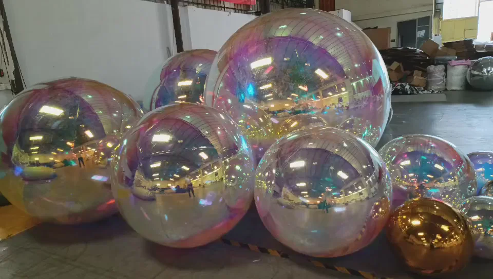 Decorative Inflatable Chrome Plated Ball Mirror Metallic Balloons Big Shiny Balls Inflatable For